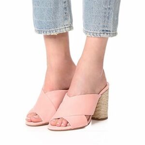 Club Monaco suede pink with braided jute heels NEW